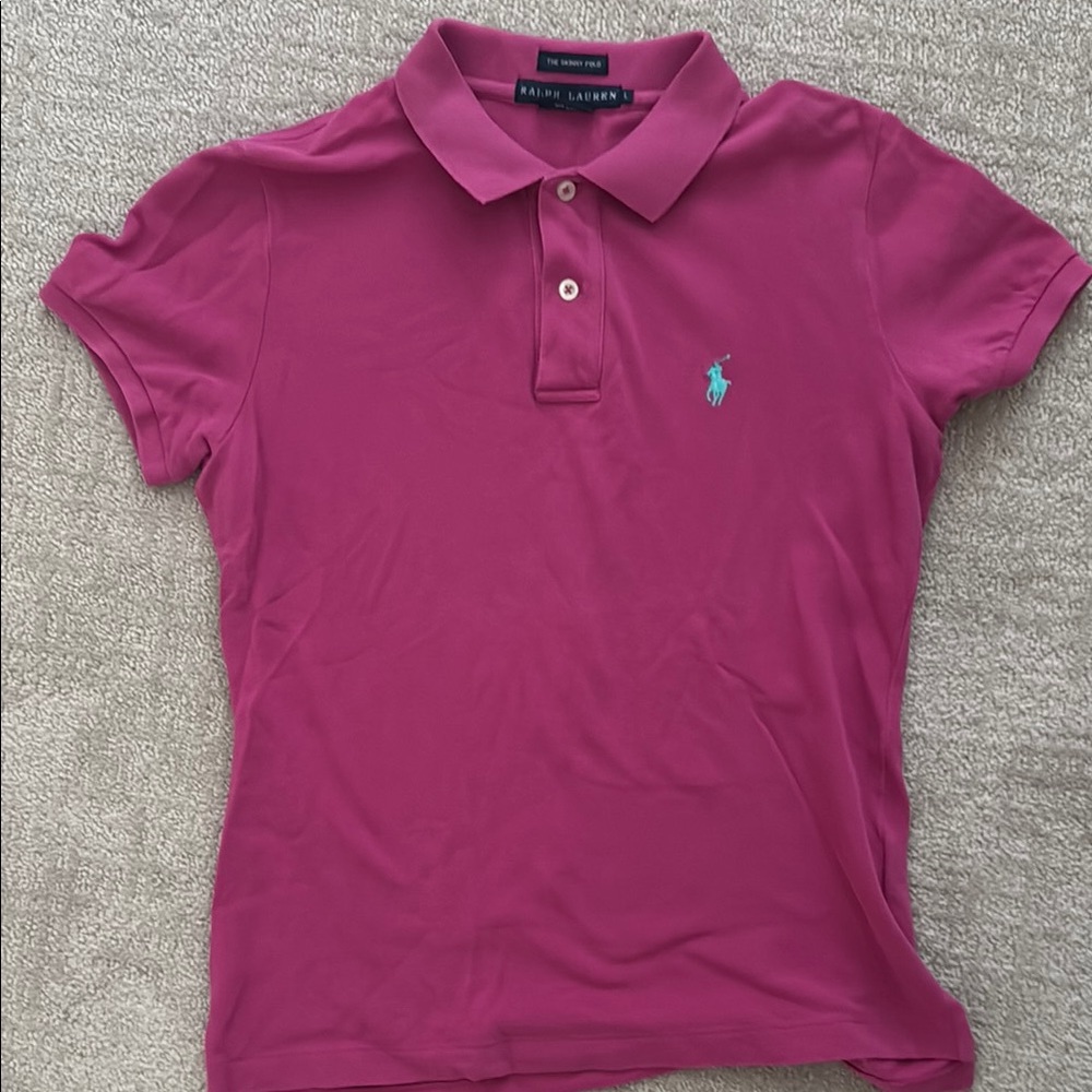Ralph Lauren Pink Polo Shirt- skinny polo size large